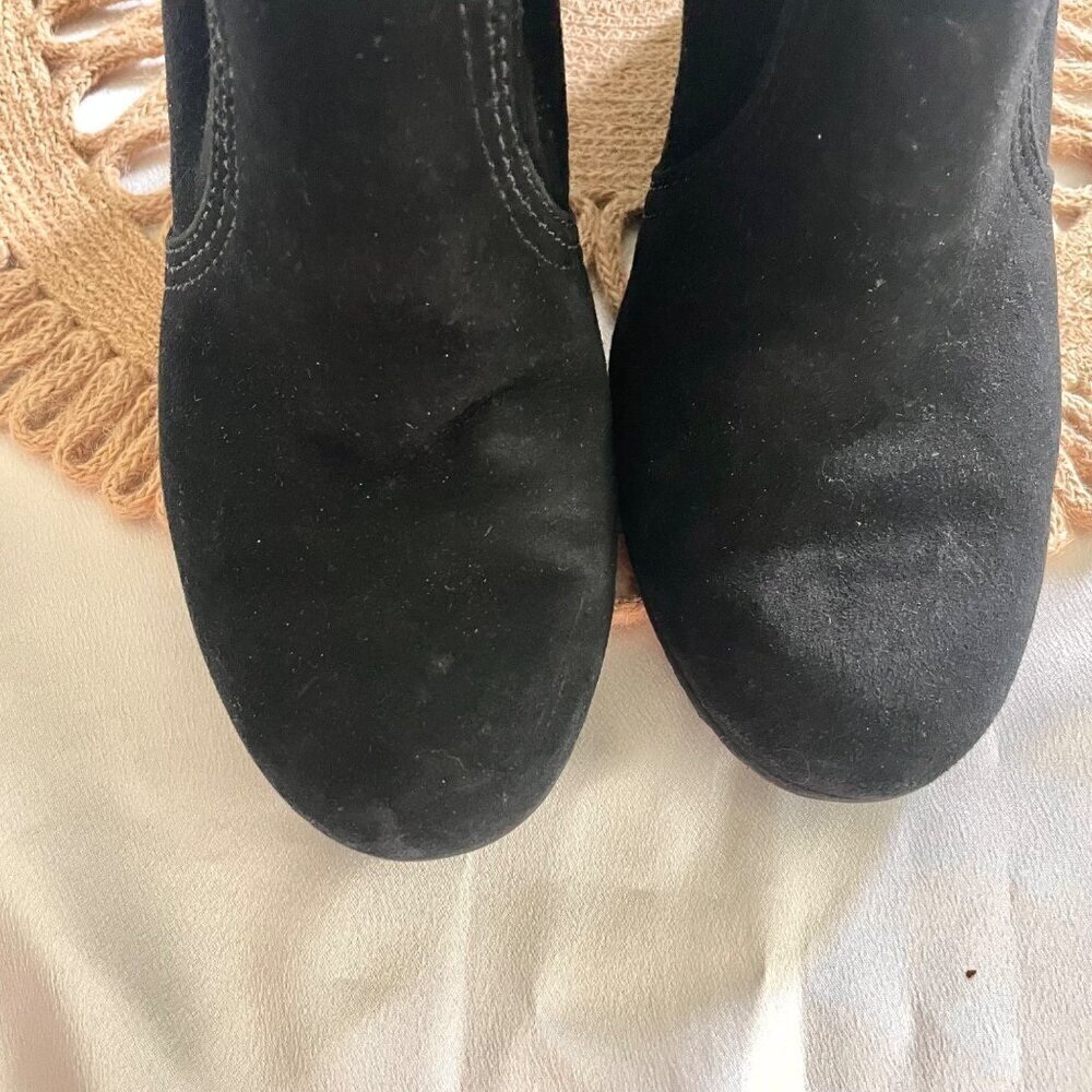 Tory Burch Deana Black Suede Wedge Ankle Boots Size 8 - Picture 6 of 8